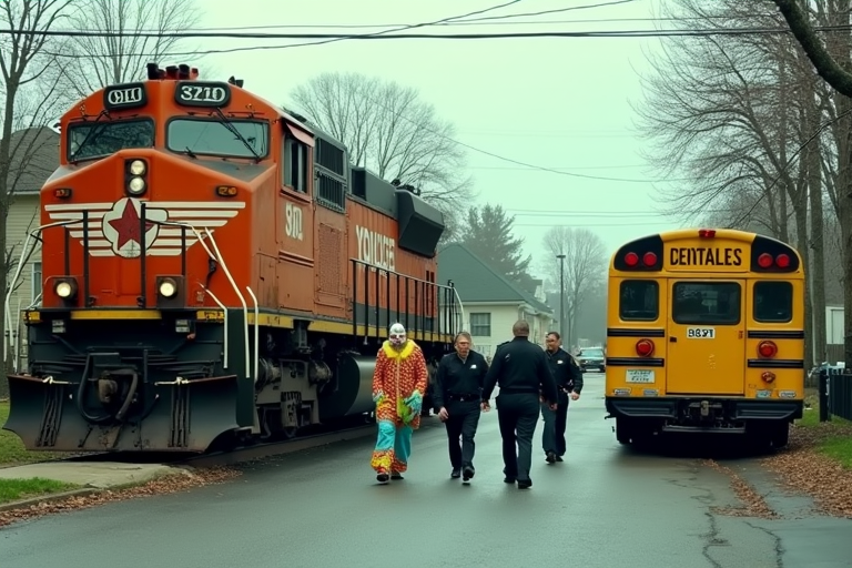 Image of a clown locomotive