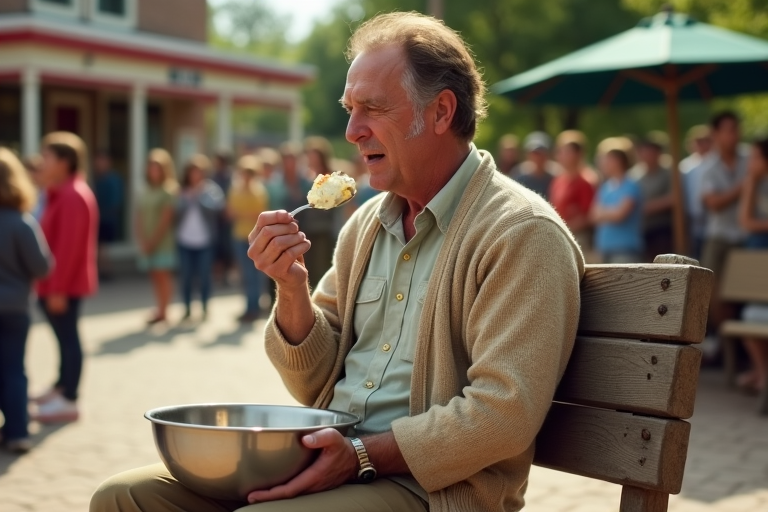 Edward McMillan Eating Cottage Cheese