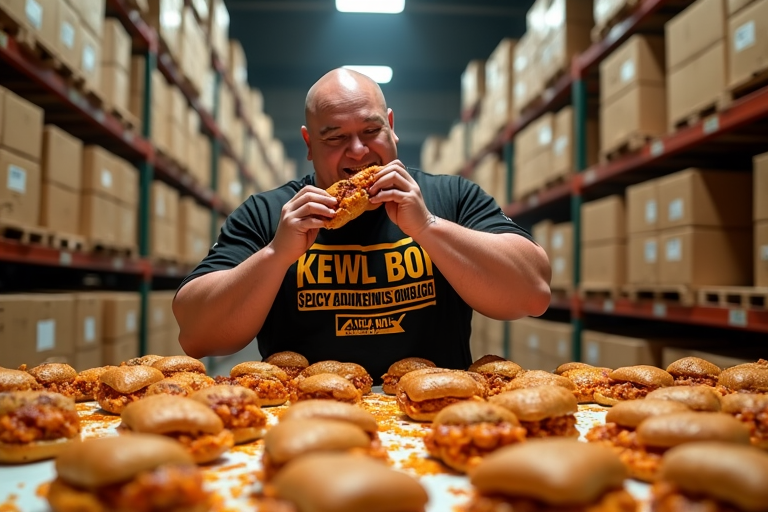 Kewl Boi Eating Spicy Chicken Sandwich
